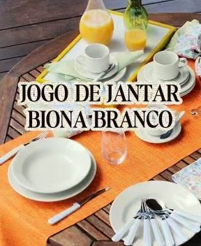 Jogo de jantar branco na mesa